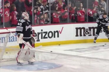 Akira Schmid NJ Devils Warmups Action 12/1 Before Sharks Game #njdevils #akiraschmid