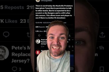 Tyson Barrie of the @NashvillePredatorsNHL  has permission to talk to other teams for a trade