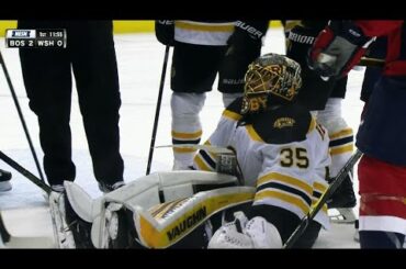 Anton Khudobin shows great lateral movement to rob Matt Niskanen
