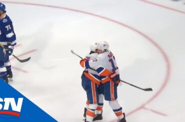 New York Islanders'  Matt Martin scores off slick pass from Nick Leddy