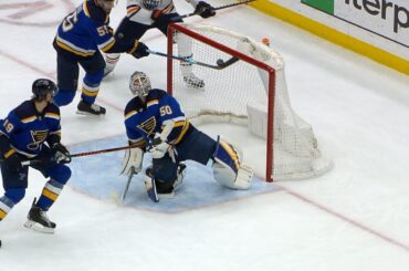 Colton Parayko swats the puck out of midair to save a goal