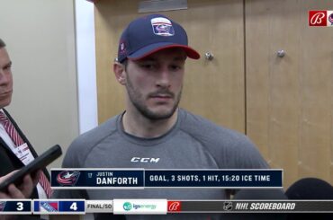Justin Danforth said the Blue Jackets aren't looking for moral victories