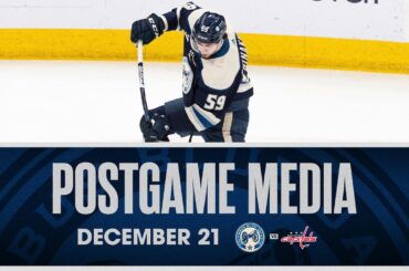 Elvis Merzlikins, Cole Sillinger, Yegor Chinakhov and HC Pascal Vincent | Postgame Media (12/21/23)