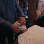 Jim Perunovich gets a pregame shave