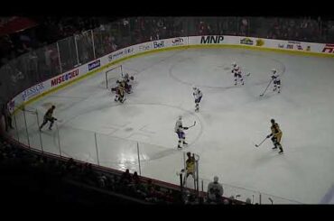 Dmitri Samorukov of the Wilkes-Barre/Scranton Penguins scores vs. the Laval Rocket 12/22/23