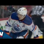 Oilers' Ryan Nugent-Hopkins Pots Rebound Goal To Chase Devils' Akira Schmid Early In Game