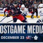 Adam Fantilli, Erik Gudbranson, Justin Danforth and HC Pascal Vincent  | Postgame Media (12/23/23)