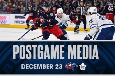 Adam Fantilli, Erik Gudbranson, Justin Danforth and HC Pascal Vincent  | Postgame Media (12/23/23)