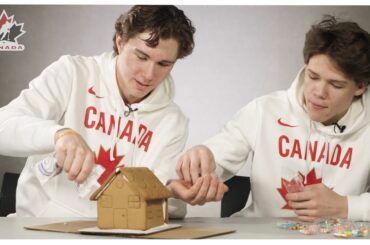 Decorating a gingerbread house with Easton Cowan and Fraser Minten