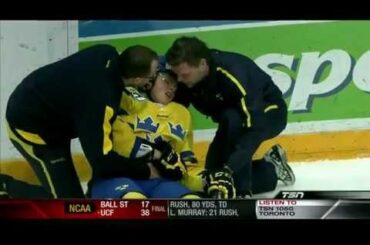 WJC - Boone Jenner Game misconduct on Pettersson.