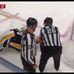 Christian Dvorak kicks Alex Nedeljkovic in the head during Round 6 of the Shootout