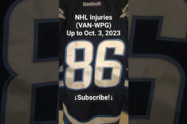 NHL Injuries (VAN-WPG) After Games of October 3, 2023