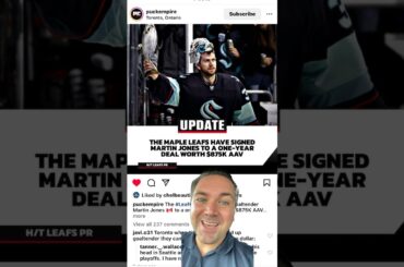 Toronto Maple Leafs sign Martin Jones to a one year contract at $875k AAV