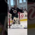 Marc-Andre Fleury Practiced With A Cane Brandon Duhaime Put Next To The Net 🤣
