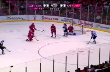 Danny DeKeyser and Luke Glendening blocking shots on the PK in OT vs the Avs