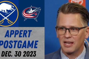Seth Appert Postgame Interview vs Columbus Blue Jackets (12/30/2023)