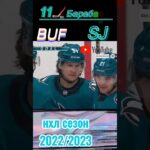 🏒11 Шайба Барабанов нхл сезон 2022/2023 в матче Сан-Хосе Шаркс - Баффало Сэйбрз #shorts #nhl #нхл