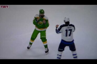 NHL hockey fight - Pat Maroon(Wild) vs. Adam Lowry(Jets)