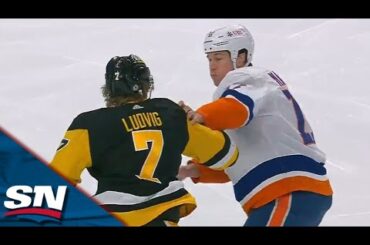 Penguins' John Ludvig and Islanders' Matt Martin Drop The Gloves Off The Faceoff