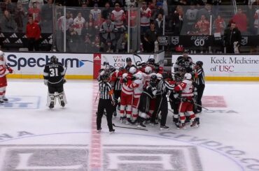 Los Angeles Kings Vs Detroit Red Wings End Of Period Scrum