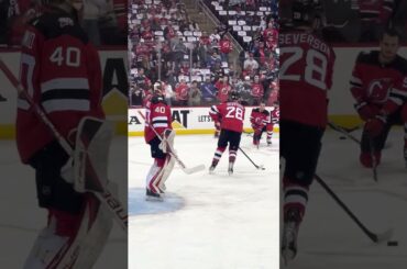 Akira Schmid NJ Devils Warmup Shots Before Game 7 vs. NY Rangers #njdevils #shorts #shortsvideo