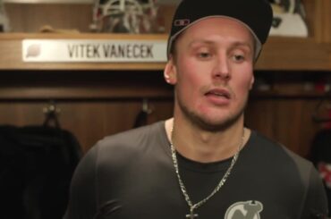 Vanecek, Bastian, Nemec and Ruff after a Devils OT loss to Philly