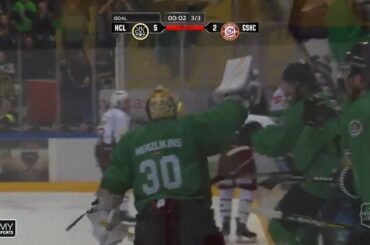 Elvis Merzlikins (Almost) Scores vs. GSHC (2018-19 NLA Regular Season)