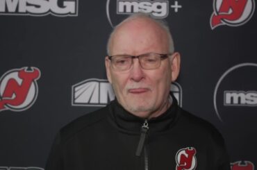 Graeme Clarke and Lindy Ruff Pre-Game in Washington