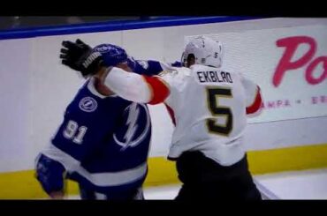 NHL hockey fight - Steven Stamkos(Lightning) vs. Aaron Ekblad(Panthers)