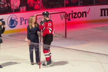 NJ Devils 3 Stars Of The Game Simon Nemec #1 1/5/24 vs. Chicago IN ARENA CAM