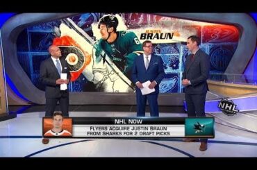 NHL Now:  Justin Braun:  Flyers acquire Justin Braun from thr Sharks  Jun 18,  2019