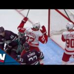 Red Wings' Michael Rasmussen Redirects Home Late-Game Go-Ahead Goal vs. Ducks