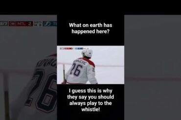 Montreal Canadians score after Tampa Bay Lightning players all stop thinking the whistle has blown!