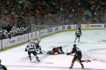 Trevor Lewis skates past Koivu to score