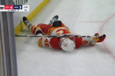 Dennis Gilbert scared everyone by losing consciousness after a hit by Philip Tomasino