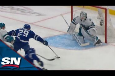 Maple Leafs' Pontus Holmberg Chips In Shot With One Hand For First Goal Of Season