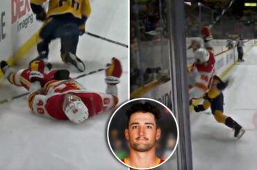 Flames’ dennis gilbert leaves game vs. Predators with injury on a dangerous slew foot by Tomasino