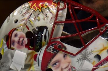 Flames’ Mike Smith shows off new goalie mask against Ducks