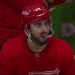 Robby Fabbri of the Detroit Red Wings goes post to post vs Edmonton Oilers with no goal 11-01-2024
