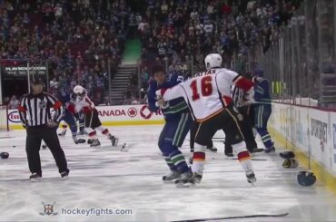 Flames vs Canucks line brawl Jan 18, 2014