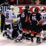 Gotta See It: Rakell mobbed by Blackhawks after smashing Crawford
