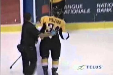Cole MacMillan Hit On Pier-Luc Pelletier Oct 15, 2010