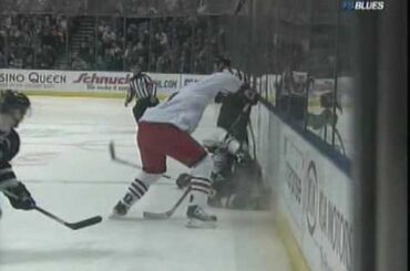 Mike Commodore hits David Perron