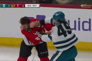 Scott Sabourin vs Jarred Tinordi - Blackhawks vs Sharks - 1/16/24