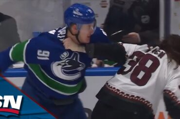 Canucks' Nikita Zadorov Scraps With Liam O'Brien After A Late Hit