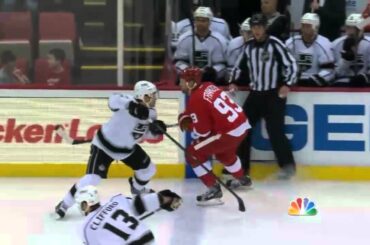 Alec Martinez hit on Johan Franzen. Feb 10th 2013