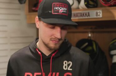 Devils Players and Lindy Ruff Following a 6-5 OTW against Vegas