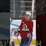 Juraj Slafkovsky mic'd up at practice 😂 #Hockey #Shorts