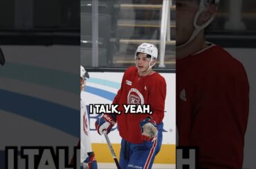 Juraj Slafkovsky mic'd up at practice 😂 #Hockey #Shorts