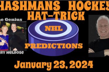NHL Predictions Picks & Parlay Today 1-23-24 Hashmans Hockey Hat-trick successful hockey betting